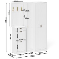 Прихожая П-6 Компоновка № 30, цвет белая шагрень/фасады МДФ белое дерево фрезеровка прованс, ШхГхВ 150х50х210 см., универсальная сборка