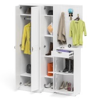 Прихожая П-6 Компоновка № 30, цвет белая шагрень/фасады МДФ белое дерево фрезеровка прованс, ШхГхВ 150х50х210 см., универсальная сборка