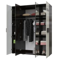 СНЯТО Престиж СП-04 Шкаф 4-х дверный с зеркалами, цвет венге цаво/жемчужный лён, ШхГхВ 177х58х220 см.