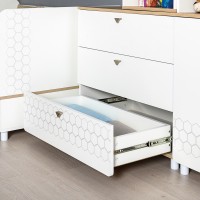 Эйп 11.40 Кровать + 13.322 Комод, цвет белый/дуб белый, сп. м. 800х1600 мм., б/м, основание есть, макс. нагрузка 80 кг., рек. выс. матр. 120 мм.
