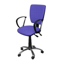 СНЯТО Кресло Ультра люкс хром ткань В10, цвет синий, хромированная крестовина, подлокотники Фактор хром