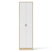 Прихожая П-6 Шкаф, цвет дуб сонома/фасады МДФ белое дерево фрезеровка ромб, ШхГхВ 60х50х210 см.