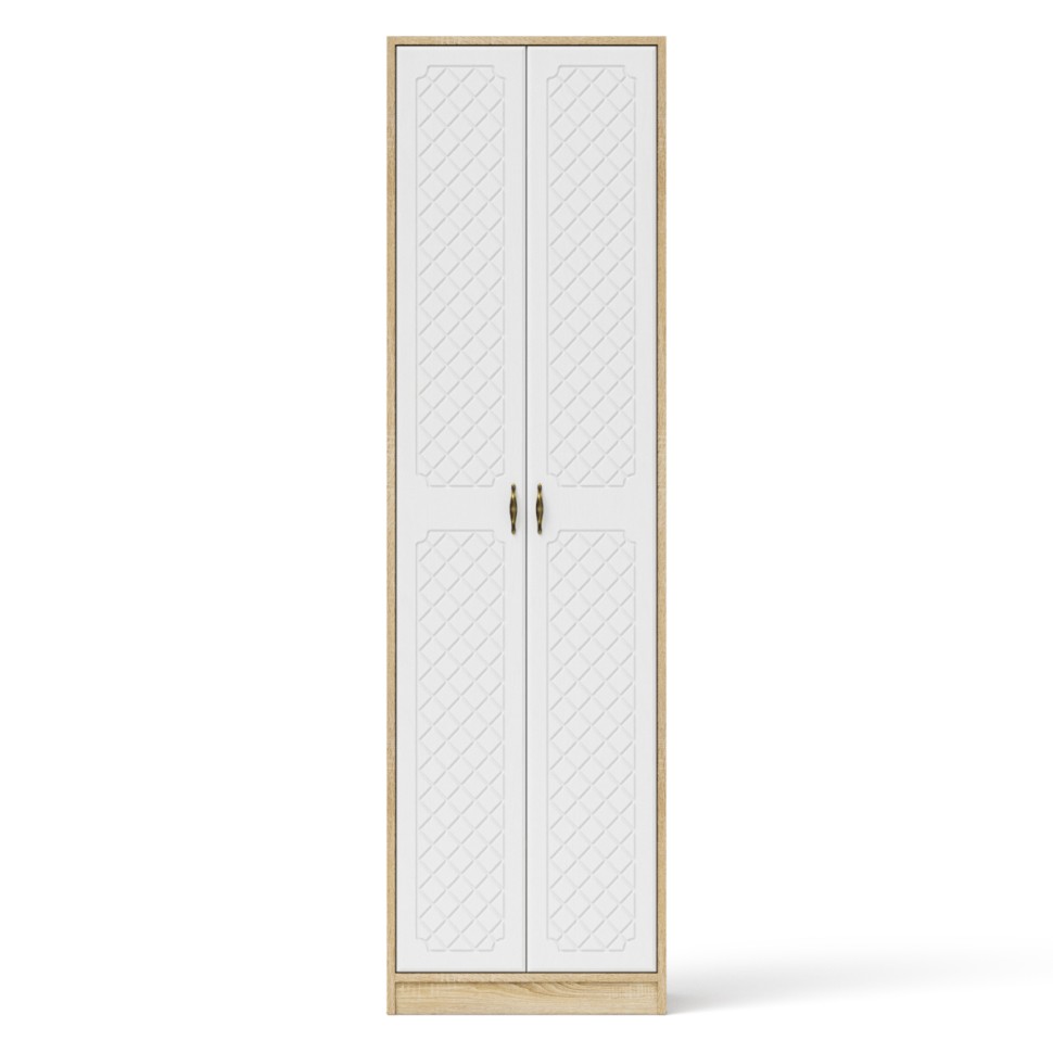 Прихожая П-6 Шкаф, цвет дуб сонома/фасады МДФ белое дерево фрезеровка ромб, ШхГхВ 60х50х210 см.