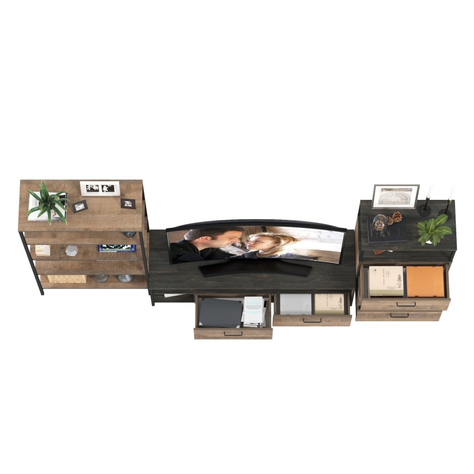 Трувор Гостиная 084, цвет дуб гранж песочный/интра, ШхГхВ 298,6х45,4х210 см., универсальная сборка