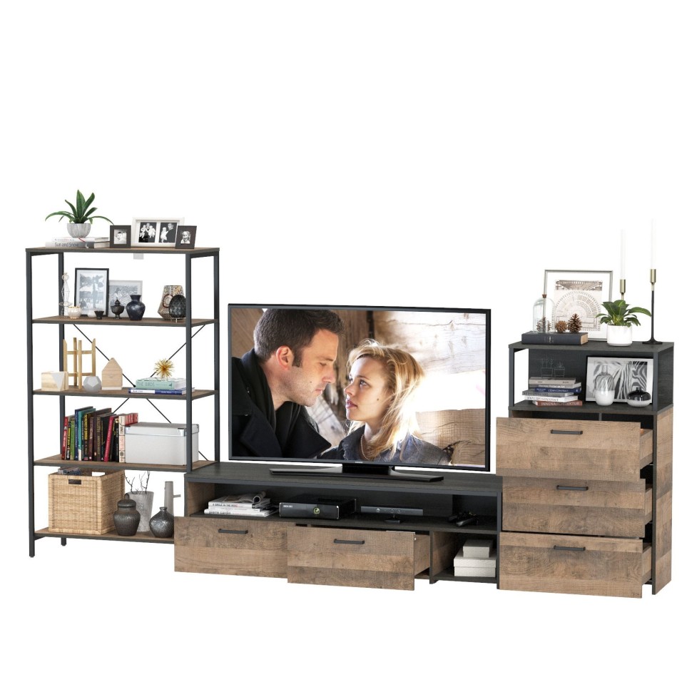 Трувор Гостиная 084, цвет дуб гранж песочный/интра, ШхГхВ 298,6х45,4х210 см., универсальная сборка