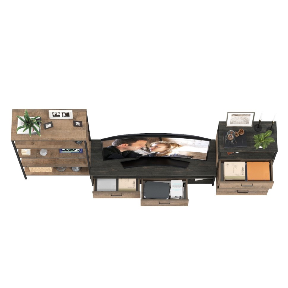 Трувор Гостиная 084, цвет дуб гранж песочный/интра, ШхГхВ 298,6х45,4х210 см., универсальная сборка