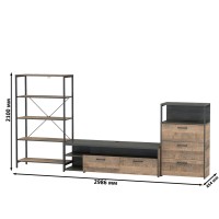 Трувор Гостиная 084, цвет дуб гранж песочный/интра, ШхГхВ 298,6х45,4х210 см., универсальная сборка