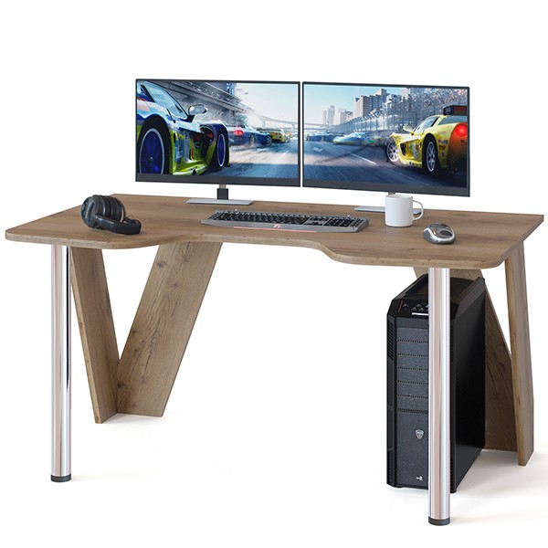 Стол компьютерный Сокол КСТ-116, цвет дуб делано, ШхГхВ 150х90х75 см., стол компьютерный игровой с металлическими опорами