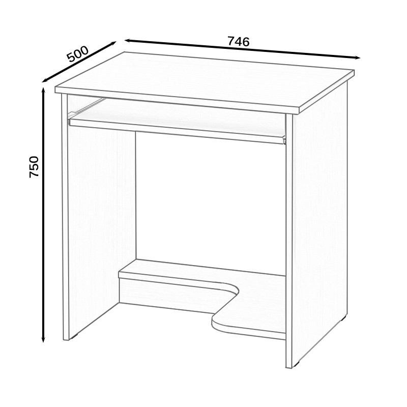 СНЯТО Стол компьютерный С-МД-СК11-1, цвет дуб, ШхГхВ 74,6х50х75 см.
