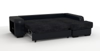 Диван угловой Брюссель Люкс экокожа черный + велюр черный + город