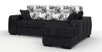Диван угловой Брюссель Люкс экокожа черный + велюр черный + город