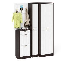 Прихожая П-6 Компоновка № 30, цвет венге/фасады МДФ белое дерево фрезеровка прованс, ШхГхВ 150х50х210 см., универсальная сборка