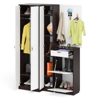 Прихожая П-6 Компоновка № 30, цвет венге/фасады МДФ белое дерево фрезеровка прованс, ШхГхВ 150х50х210 см., универсальная сборка