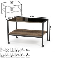 Трувор 12.19 Стол журнальный, цвет дуб гранж песочный/интра, ШхГхВ 70х45х46 см., стеклянная столешница, колёсные опоры