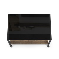 Трувор 12.19 Стол журнальный, цвет дуб гранж песочный/интра, ШхГхВ 70х45х46 см., стеклянная столешница, колёсные опоры