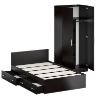 Кровать с ящиками 1200 + Шкаф 2-х створчатый Стандарт, цвет венге, ШхГхВ 123,5х203,5х70 + 90х52х200 см., сп.м. 1200х2000 мм., б/м, основание есть