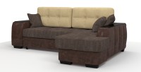 Диван угловой Брюссель Люкс экокожа коричневый + велюр коричневый/бежевый