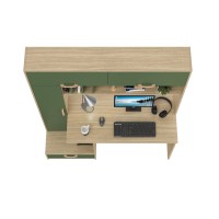 Лайт Стол письменный 03.243Н, цвет плэйн/дымчатый зелёный, ШхГхВ 150,2х57,3х179,9 см., НЕ универсальная сборка