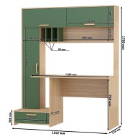 Лайт Стол письменный 03.243Н, цвет плэйн/дымчатый зелёный, ШхГхВ 150,2х57,3х179,9 см., НЕ универсальная сборка