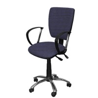 СНЯТО Кресло Ультра люкс хром ткань В22, цвет чёрно-синий, хромированная крестовина, подлокотники Фактор хром