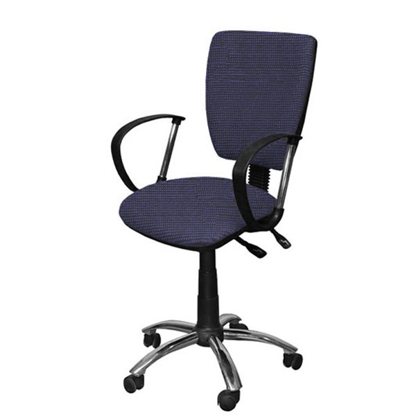 СНЯТО Кресло Ультра люкс хром ткань В22, цвет чёрно-синий, хромированная крестовина, подлокотники Фактор хром