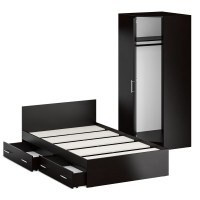 Кровать с ящиками 1200 + Шкаф угловой Стандарт, цвет венге, ШхГхВ 123,5х203,5х70 + 81,2х81,2х200 см., сп.м. 1200х2000 мм., без матраса, основание есть
