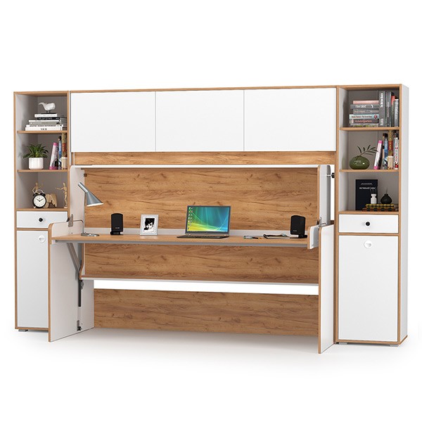 СНЯТО НСН Вуди Компоновка № 46, цвет белый премиум/дуб крафт золотой, сп. м. 800х1800 мм., б/м, основание есть, матрас высотой до 160 мм.