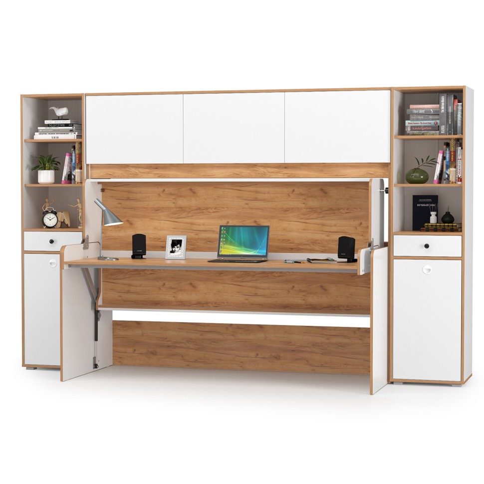 СНЯТО НСН Вуди Компоновка № 46, цвет белый премиум/дуб крафт золотой, сп. м. 800х1800 мм., б/м, основание есть, матрас высотой до 160 мм.