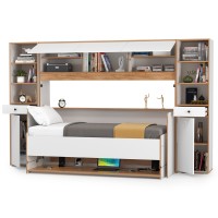 СНЯТО НСН Вуди Компоновка № 46, цвет белый премиум/дуб крафт золотой, сп. м. 800х1800 мм., б/м, основание есть, матрас высотой до 160 мм.