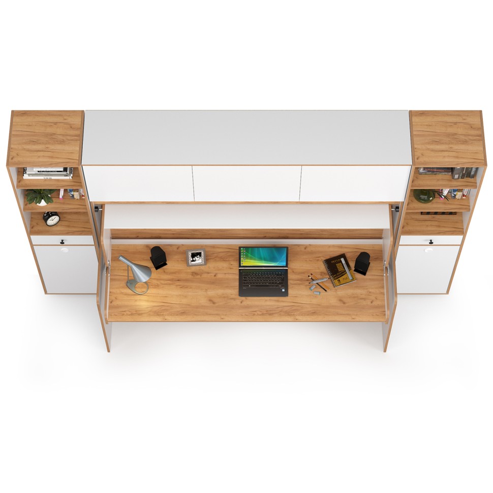 СНЯТО НСН Вуди Компоновка № 46, цвет белый премиум/дуб крафт золотой, сп. м. 800х1800 мм., б/м, основание есть, матрас высотой до 160 мм.