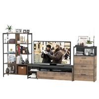 Трувор Гостиная 086, цвет дуб гранж песочный/интра, ШхГхВ 305,8х45,4х146 см., универсальная сборка