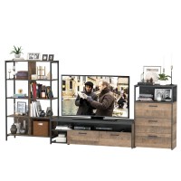 Трувор Гостиная 086, цвет дуб гранж песочный/интра, ШхГхВ 305,8х45,4х146 см., универсальная сборка