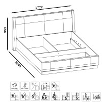 Муссон 11.28 Кровать БЕЗ ортопеда, цвет ЛДСП дуб эндгрейн элегантный/искусственная кожа белая, ШхГхВ 177,2х224х95,3 см., сп. м. 1600х2000 мм, б/м, б/о