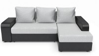 Диван угловой Дублин еврокнижка серая рогожка+черная экокожа