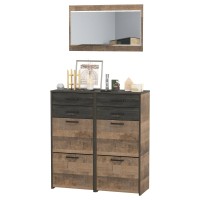 Трувор 13.241.06 Тумба для обуви + 13.241.06 Тумба для обуви + 15.30 Зеркало, цвет дуб гранж песочный/интра, ШхГхВ 100х37х195 см.