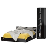 Кровать с ящиками 1400 + Пенал Стандарт, цвет венге, ШхГхВ 143,5х203,5х70 + 45х52х200 см., сп.м. 1400х2000 мм., без матраса, основание есть