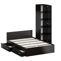 Кровать с ящиками 1400 + Пенал Стандарт, цвет венге, ШхГхВ 143,5х203,5х70 + 45х52х200 см., сп.м. 1400х2000 мм., без матраса, основание есть