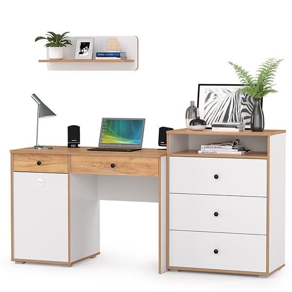 Вуди Компоновка № 47, цвет белый премиум/дуб крафт золотой, ШхГхВ 180х52,7х170 см., универсальная сборка