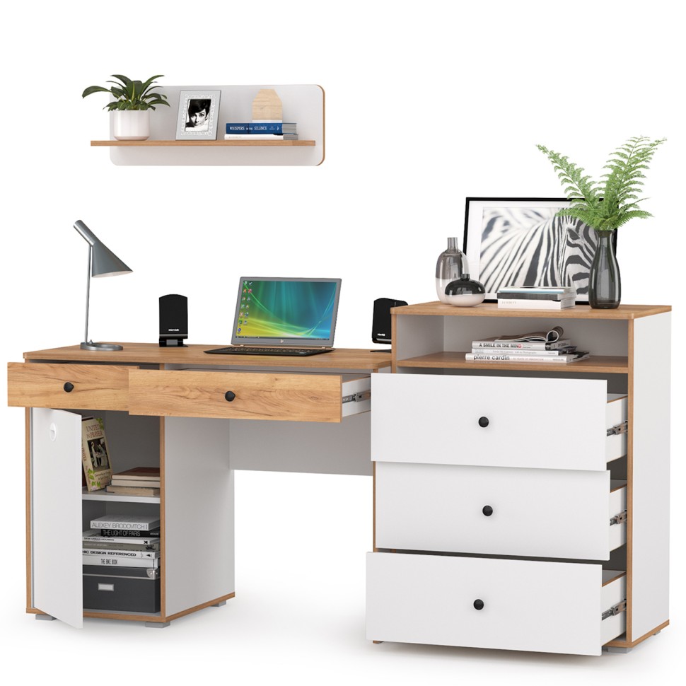 Вуди Компоновка № 47, цвет белый премиум/дуб крафт золотой, ШхГхВ 180х52,7х170 см., универсальная сборка