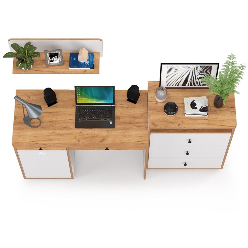 Вуди Компоновка № 47, цвет белый премиум/дуб крафт золотой, ШхГхВ 180х52,7х170 см., универсальная сборка