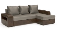 Диван угловой Дублин еврокнижка коричневая рогожка+коричневая экокожа