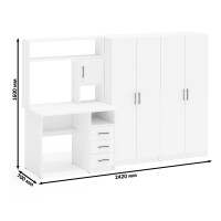 С-МД-СК9 Компоновка № 01, цвет белый шагрень, ШхГхВ 242х70х160 см., НЕ универсальная сборка