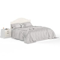 Ливерпуль Кровать 11.08 + основание + ножки + Тумба 08.146, цвет ясень ваниль/белый, ШхГхВ 266х204х112 см., сп. м. 1600х2000 мм., б/м, ортопед есть