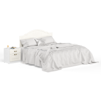 Ливерпуль Кровать 11.08 + основание + ножки + Тумба 08.146, цвет ясень ваниль/белый, ШхГхВ 266х204х112 см., сп. м. 1600х2000 мм., б/м, ортопед есть