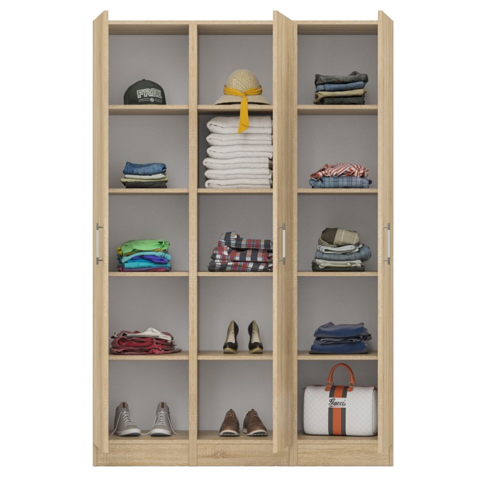 Набор пеналов Стандарт 3 шт., цвет дуб сонома, ШхГхВ 135х52х200 см., универсальная сборка