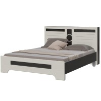 Престиж СП-06О Кровать с основанием, цвет венге цаво/жемчужный лён, ШхГхВ 167х219х105 см., сп. м. 1600х2000 мм., б/м., ортопед есть