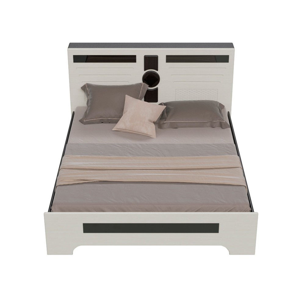 Престиж СП-06О Кровать с основанием, цвет венге цаво/жемчужный лён, ШхГхВ 167х219х105 см., сп. м. 1600х2000 мм., б/м., ортопед есть