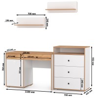 Вуди Компоновка № 48, цвет белый премиум/дуб крафт золотой, ШхГхВ 180х52,7х180 см., универсальная сборка