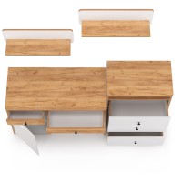 Вуди Компоновка № 48, цвет белый премиум/дуб крафт золотой, ШхГхВ 180х52,7х180 см., универсальная сборка