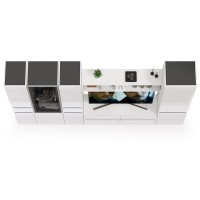 Сидней Комплектация № 029, цвет корпус: белый/чёрный/фасады: МДФ белый глянец, ШхГхВ 299,9х41,3х205,2 см., ниша для ТВ 129х41х98 см., универс. сборка